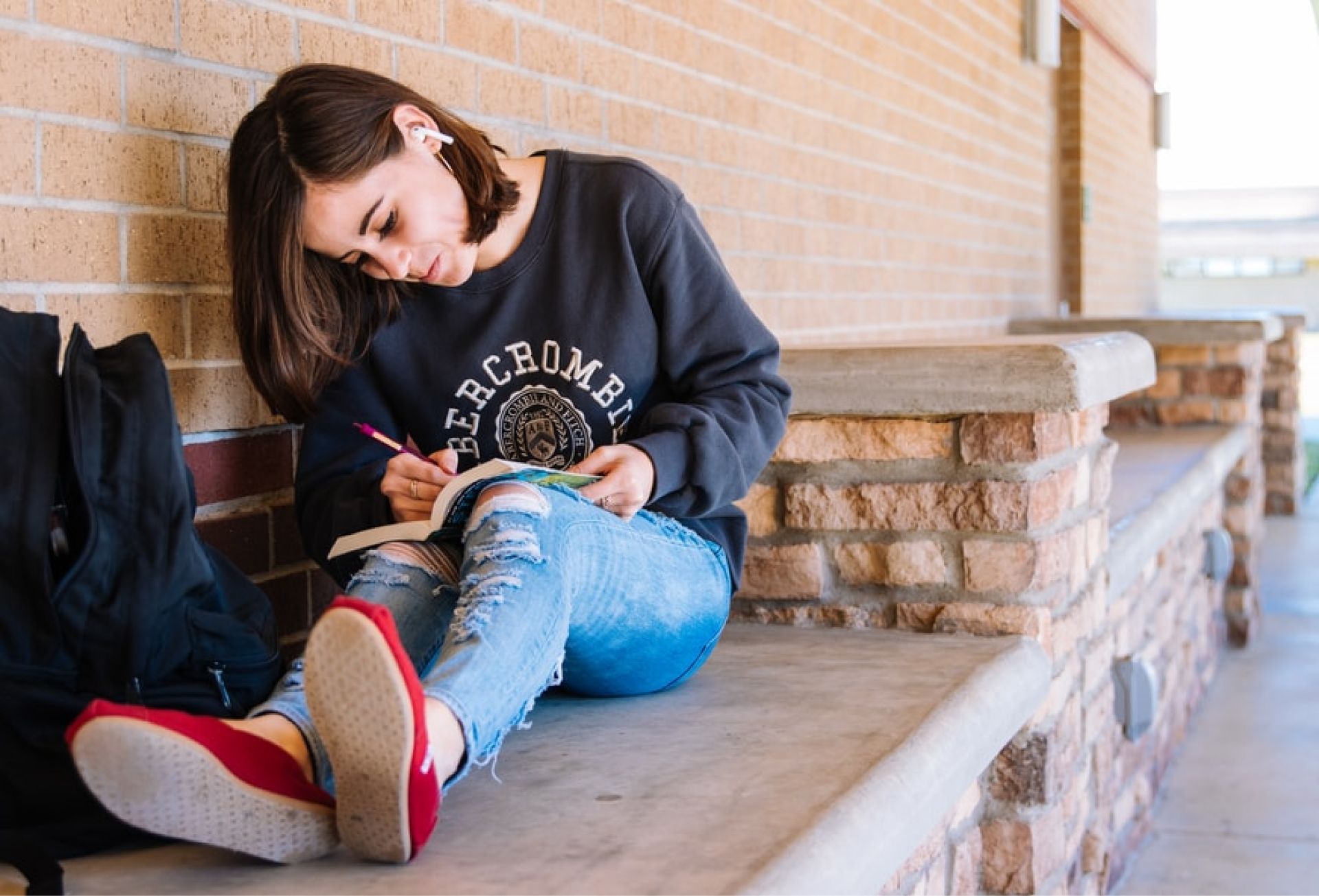 girl with a notebook